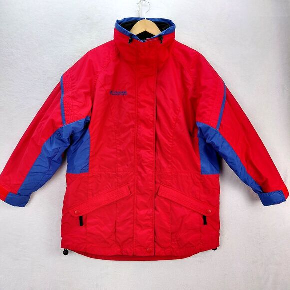 Columbia Women Gizmo Jacket Large Red Blue Colorblock 3 in 1 Winter Ski Coat VTG - Picture 2 of 16